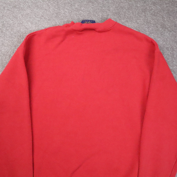 Vintage USA Flag Embroidered Medium Red Long Sleeve Pullover Sweatshirt - Picture 11 of 11